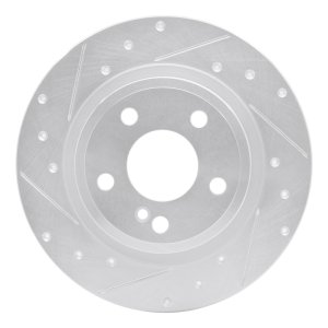 Infiniti QX30 Brake Rotor (1) - Rear Left - R1 Concepts - Drilled & Slotted - Silver - `14-`20